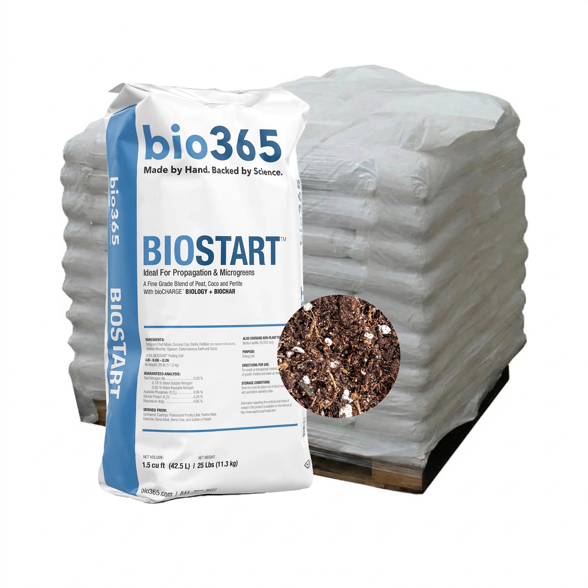 bio365 BIOSTART Germination Blend, 1.5 Cu. Ft. Bag, Pallet of 85 Bags