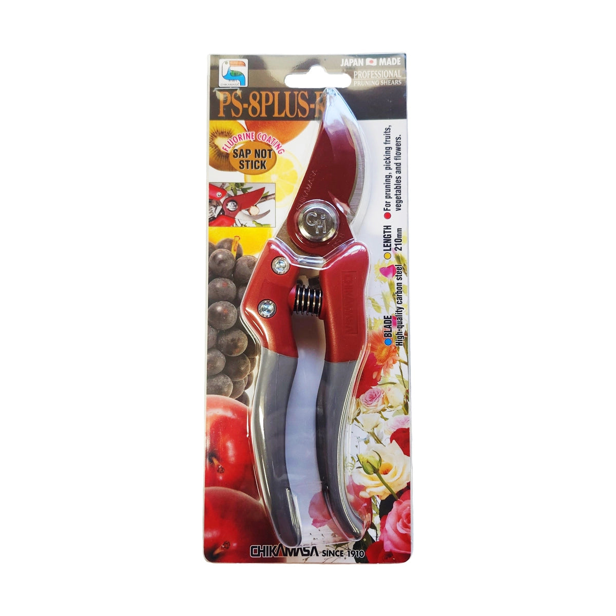 Chikamasa PS-8PLUS-R Handheld Pruners, Fluorine/CS/EL