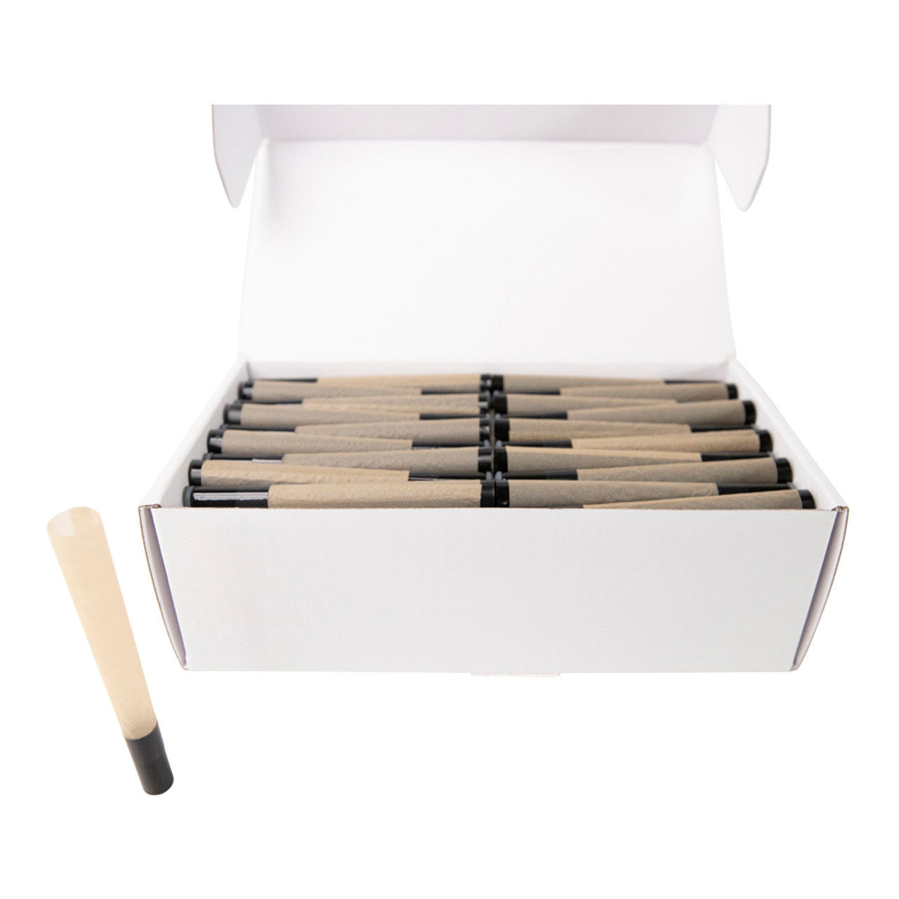 Custom Cones USA 90mm Pre-Rolled Cones, Natural Brown with Black Ceramic Tip - Case of 100