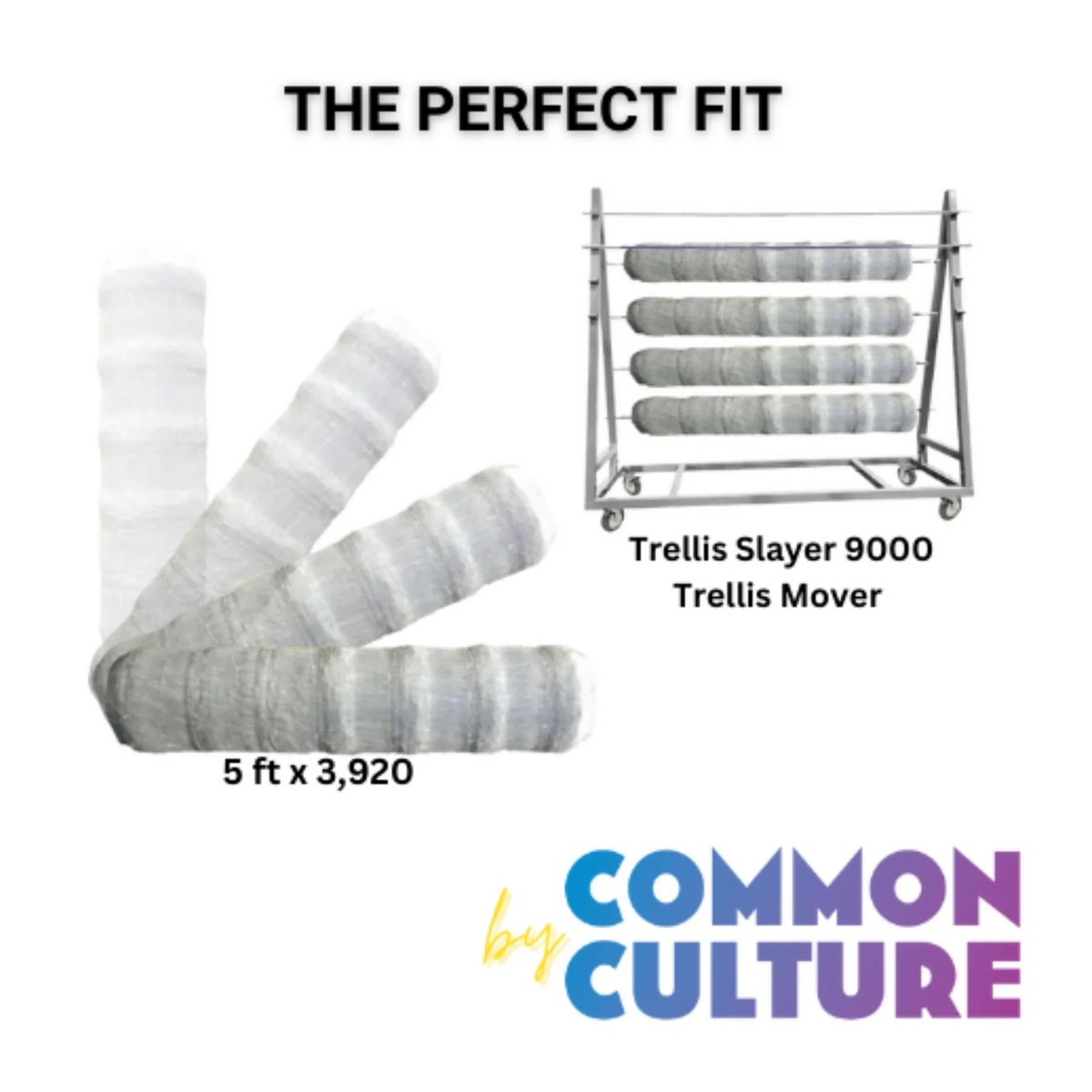 Common Culture Plastic Trellis Netting Bulk Roll 5 ft x 3,920 ft w/ 4 in Squares.