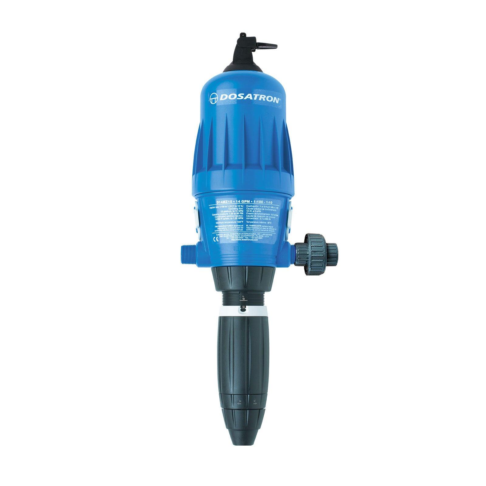 Dosatron D14MZ10 Water Powered Doser, 14 GPM, 1:100 to 1:10, Viton Seals, 3/4 Inch (D14MZ10VFBPHY)