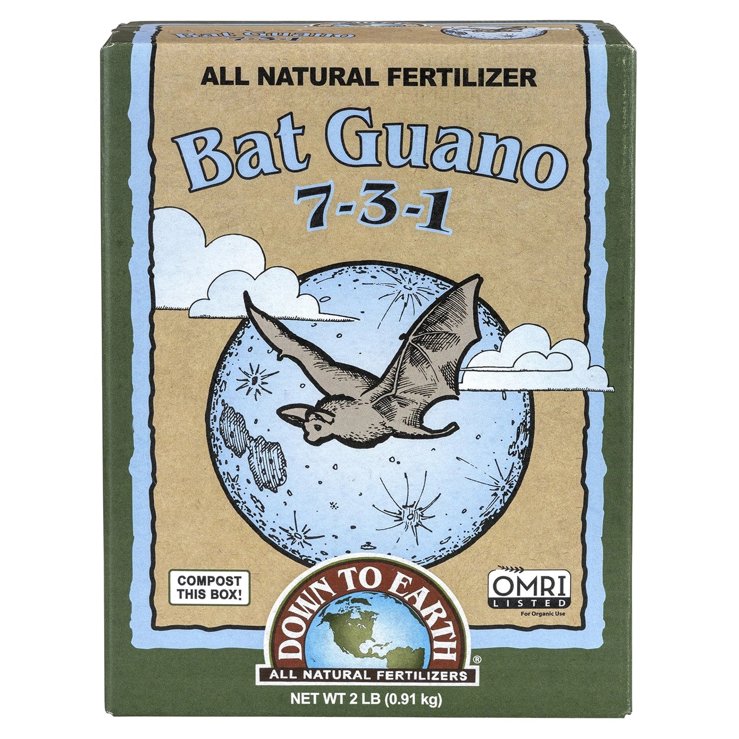 Down To Earth Bat Guano 7-3-1, 2 lb. - Case of 6.