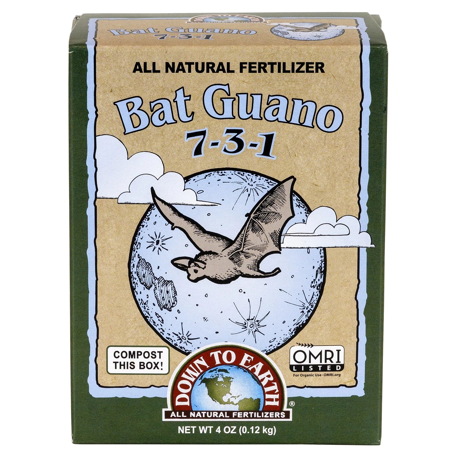 Down To Earth Bat Guano 7-3-1, 0.25 lb. - Case of 12.
