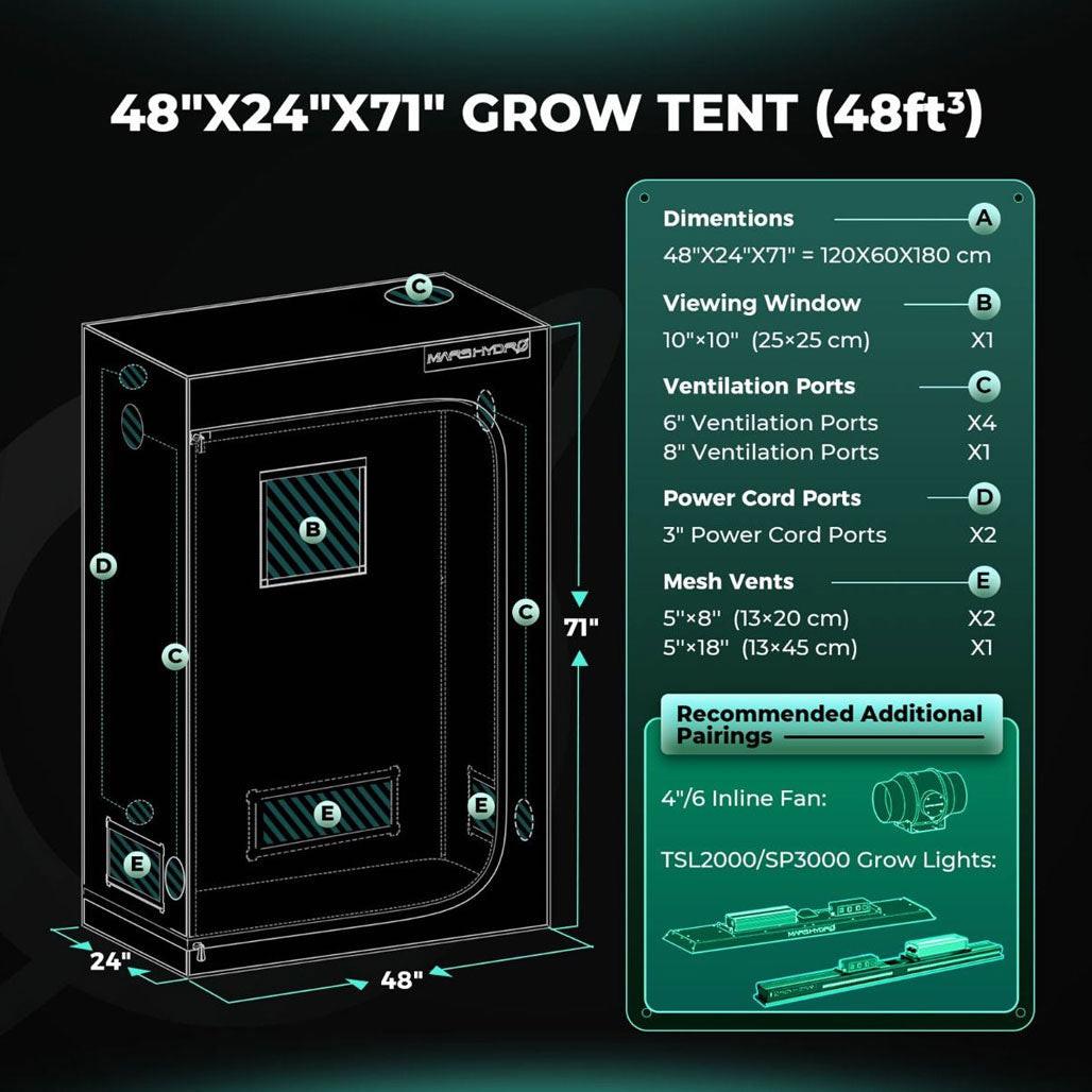 Mars Hydro 2 Foot x 4 Foot FC-4000 LED Grow Tent Kit