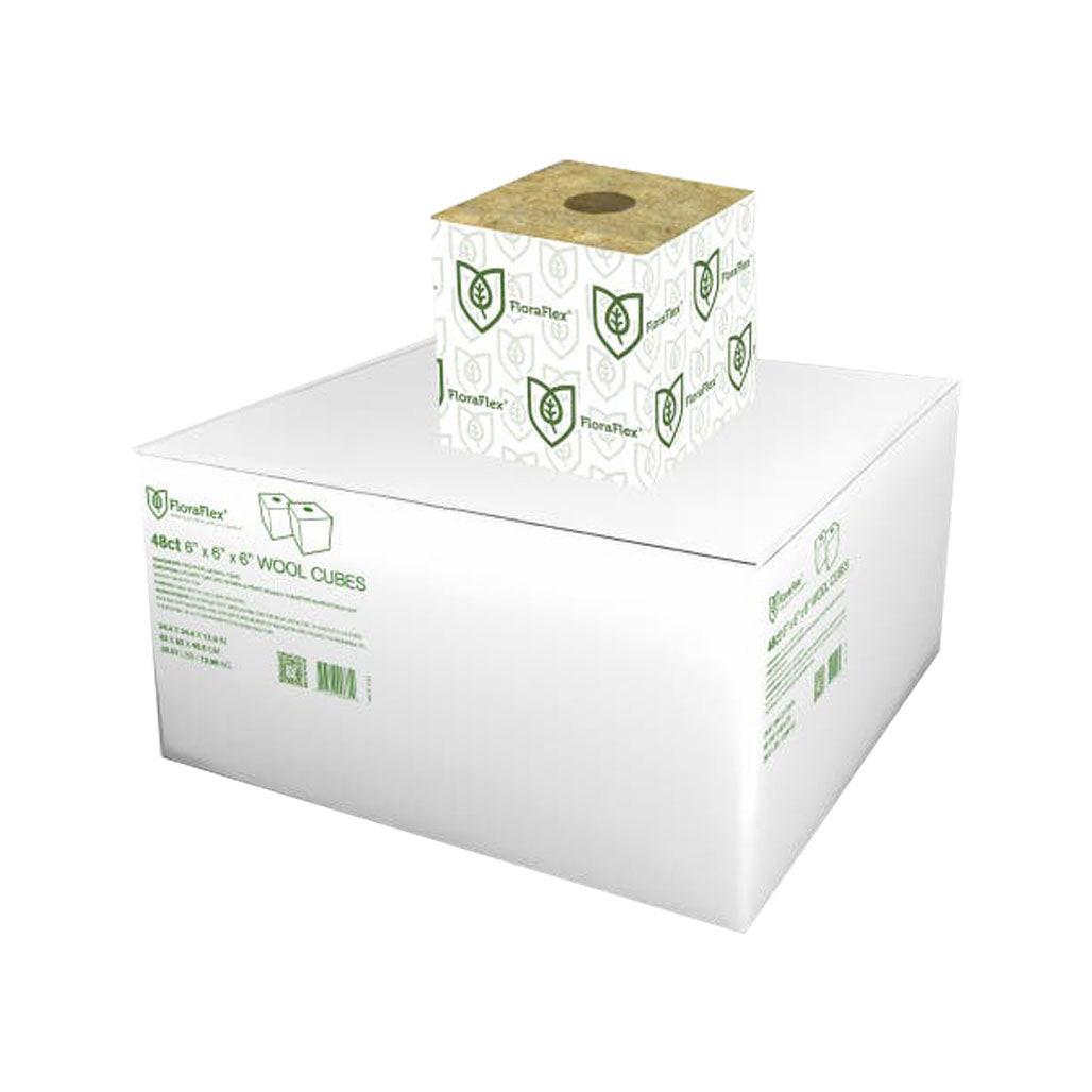 FloraFlex FloraWool Rockwool Block, 6" x 6" x 6", Case of 48