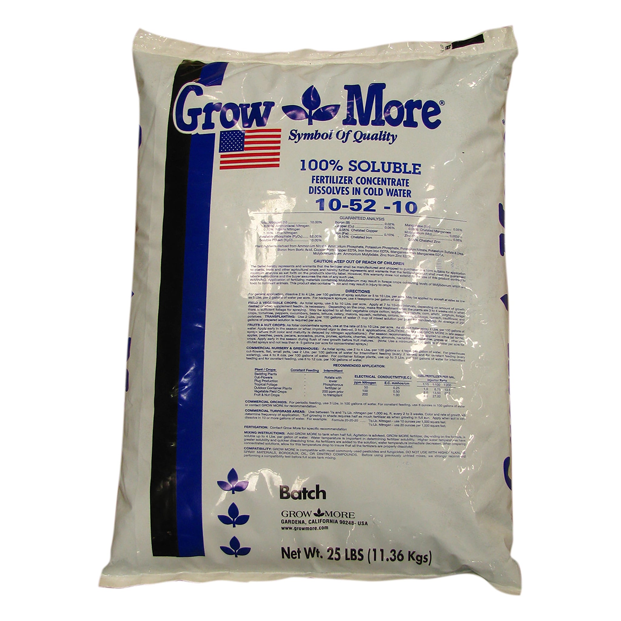 Grow More Water Soluble Fertilizer 10-52-10, 25 lb.
