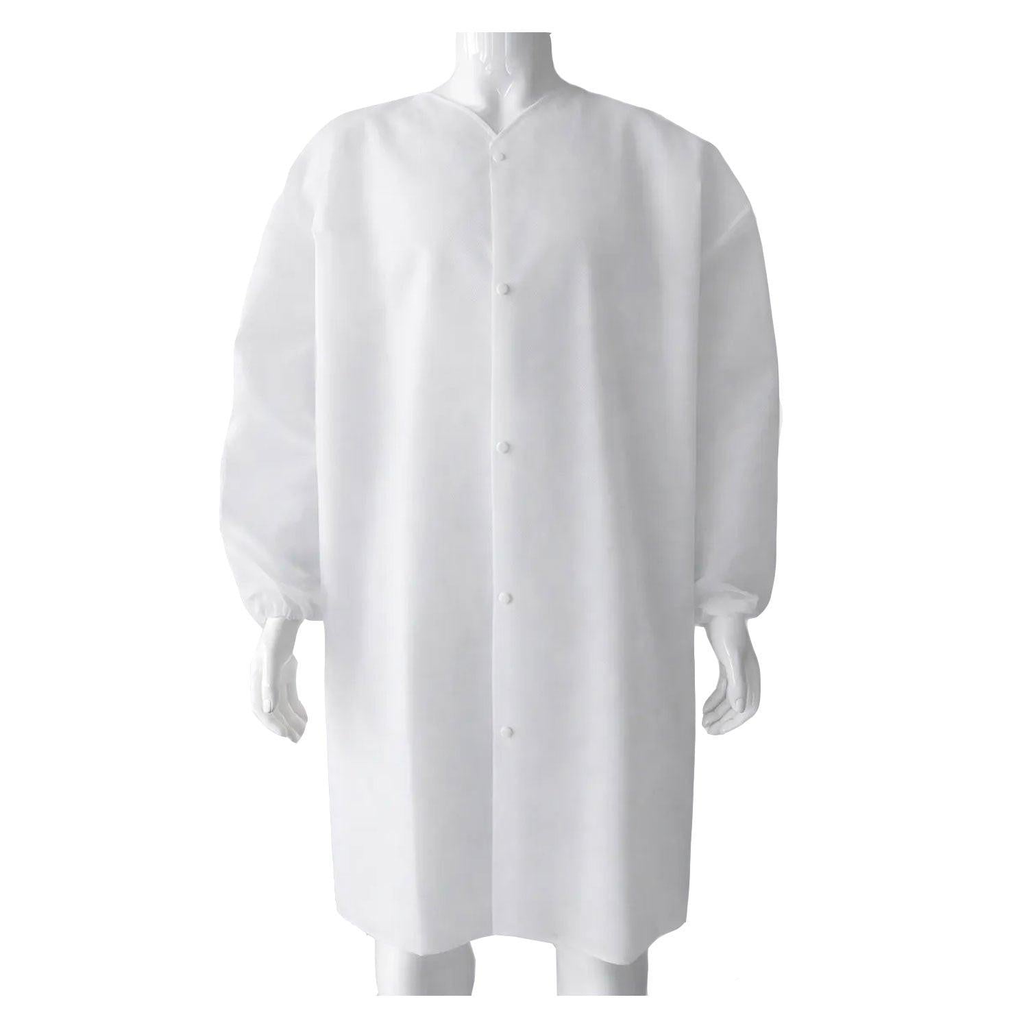 HBX Disposable Lab Coat, No Pocket, Medium - Pack of 10.