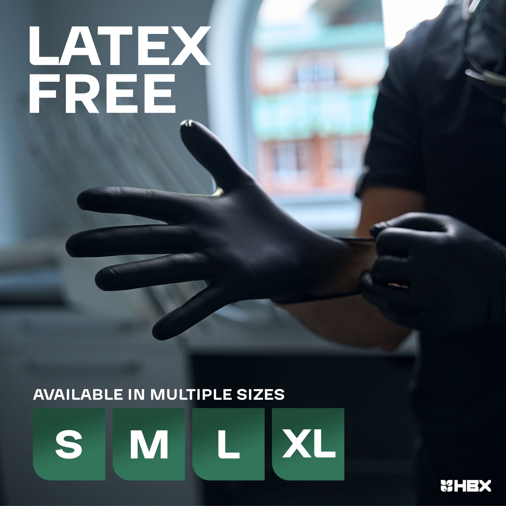HBX Heavy Duty Premium Black Nitrile Gloves, Large, Box of 100