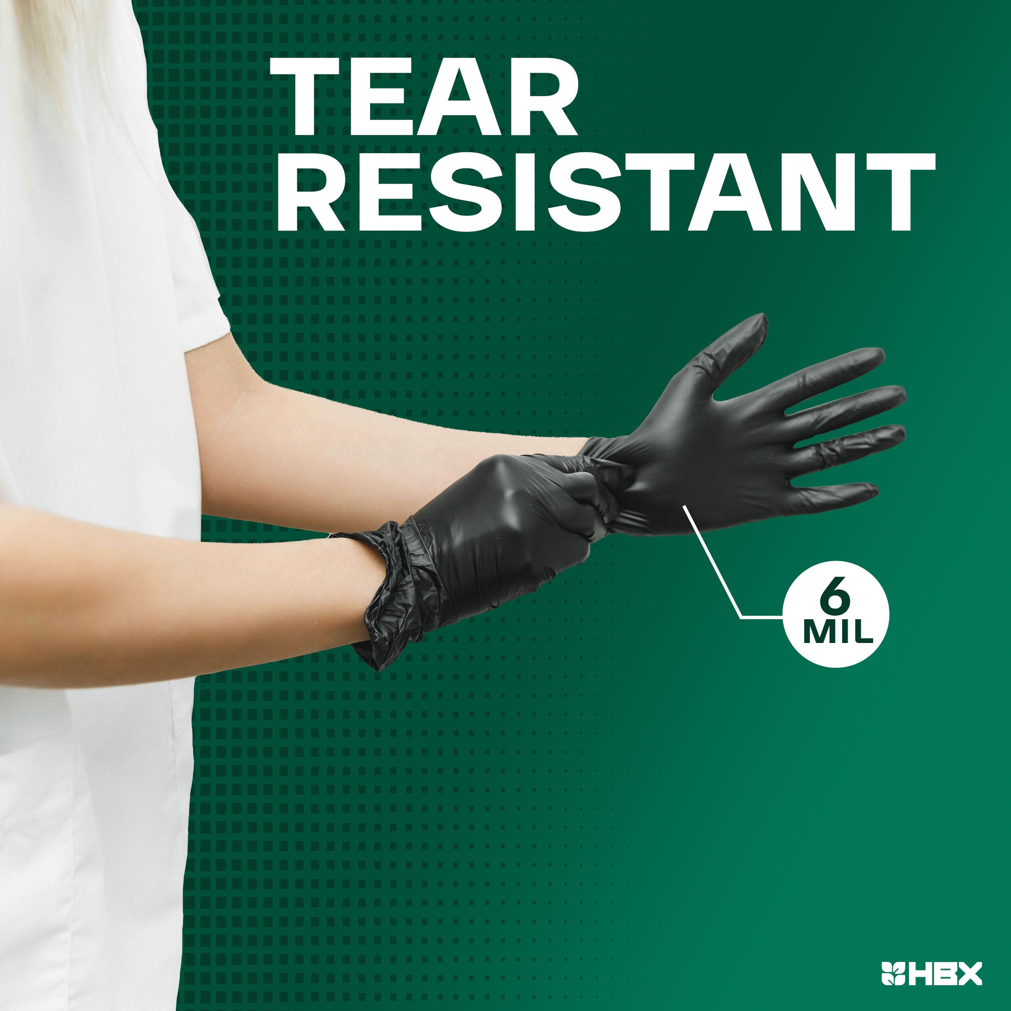 HBX Heavy Duty Premium Black Nitrile Gloves, Large, Box of 100