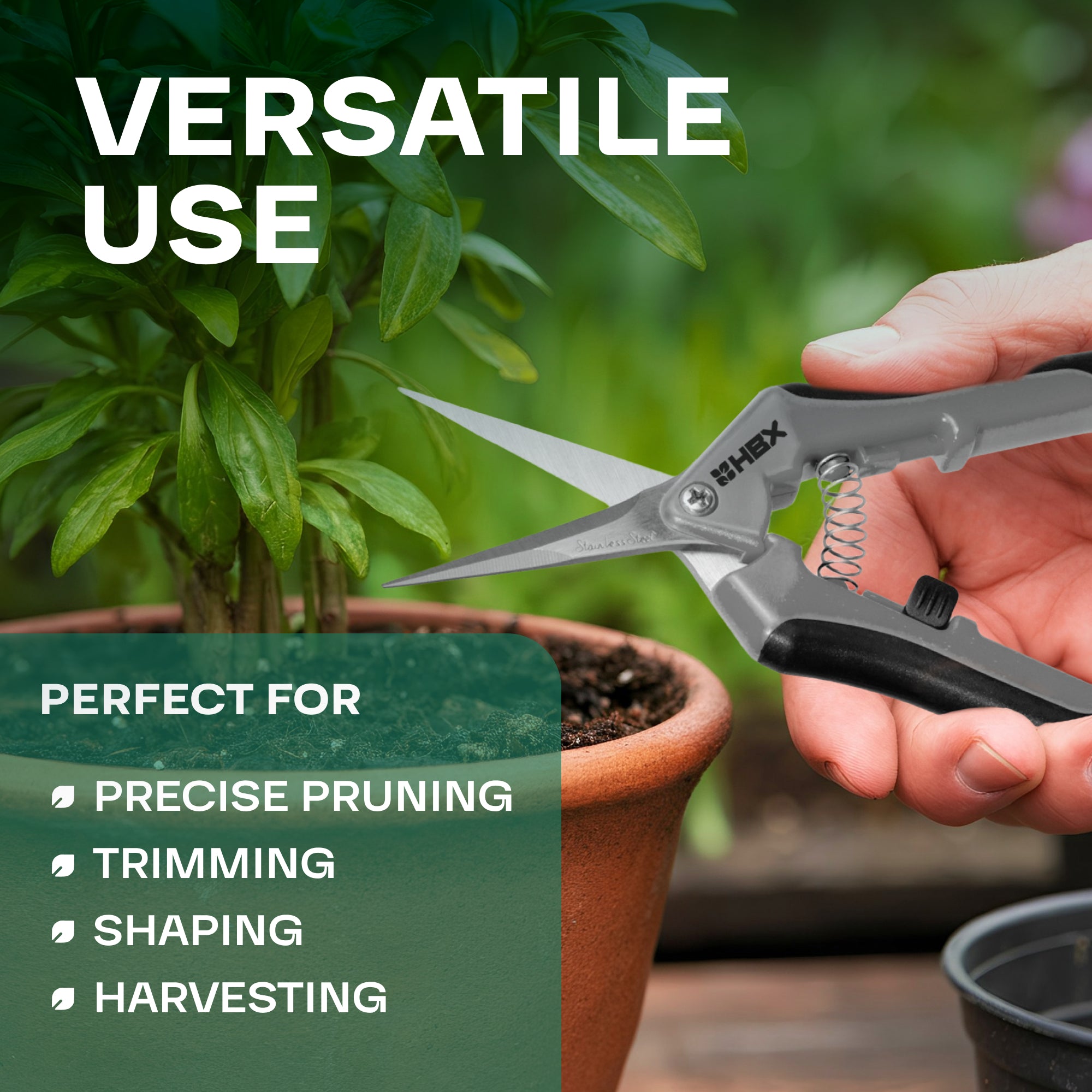 HBX Titanium Straight Precision Garden Trimming Scissors