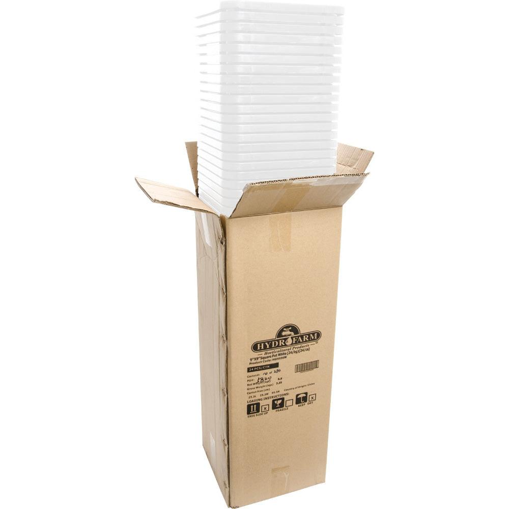 Active Aqua 9" x 9" Square White Pot, 10" Tall, Case of 24