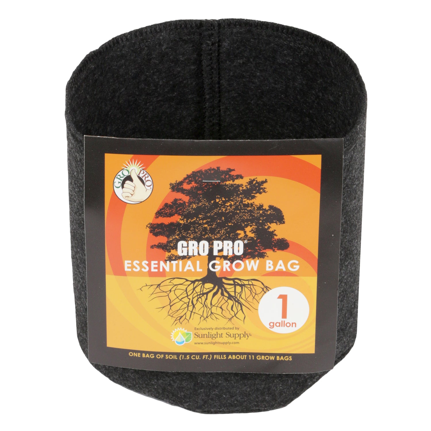 Gro Pro Essential Round Fabric Pot, Black