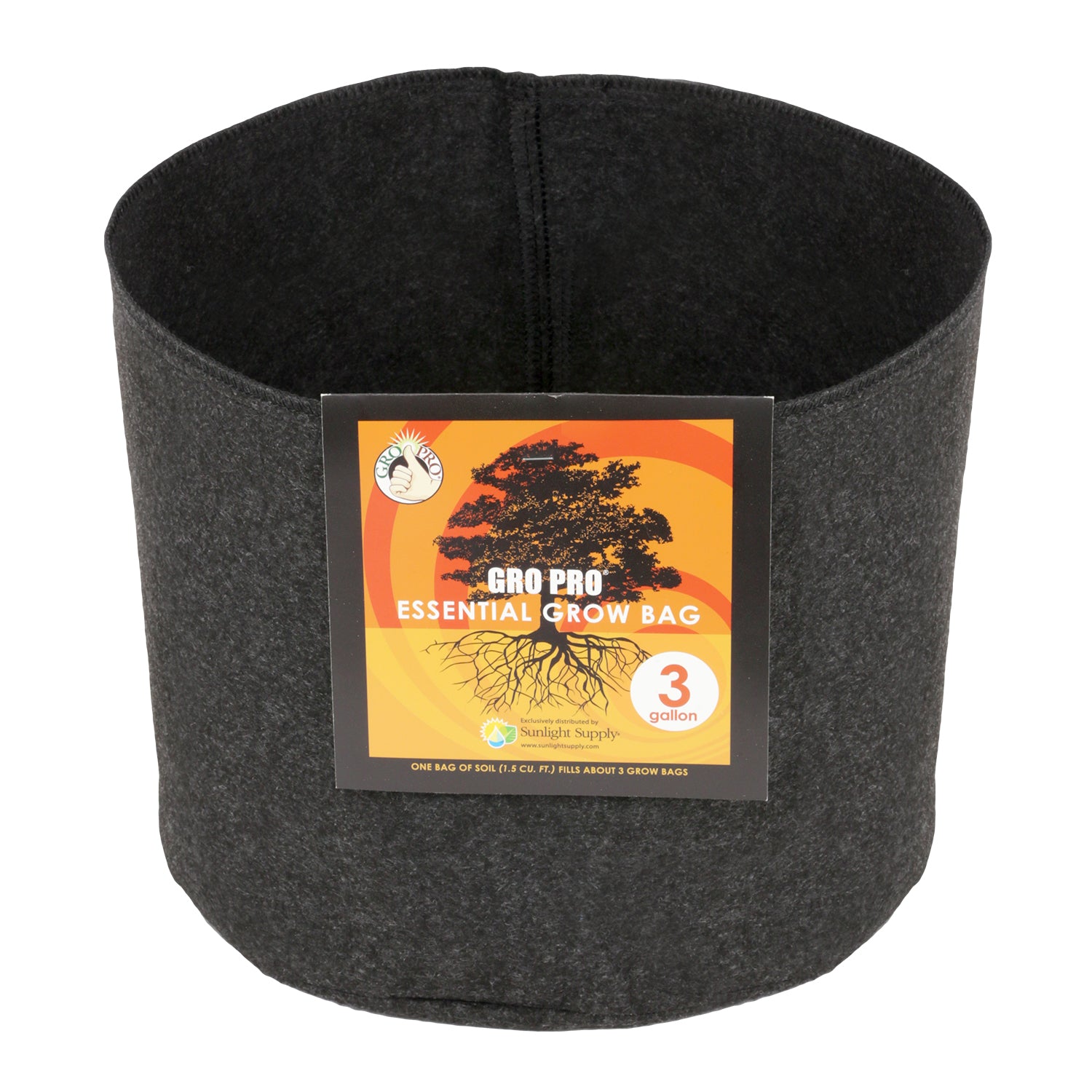 Gro Pro Essential Round Fabric Pot, Black