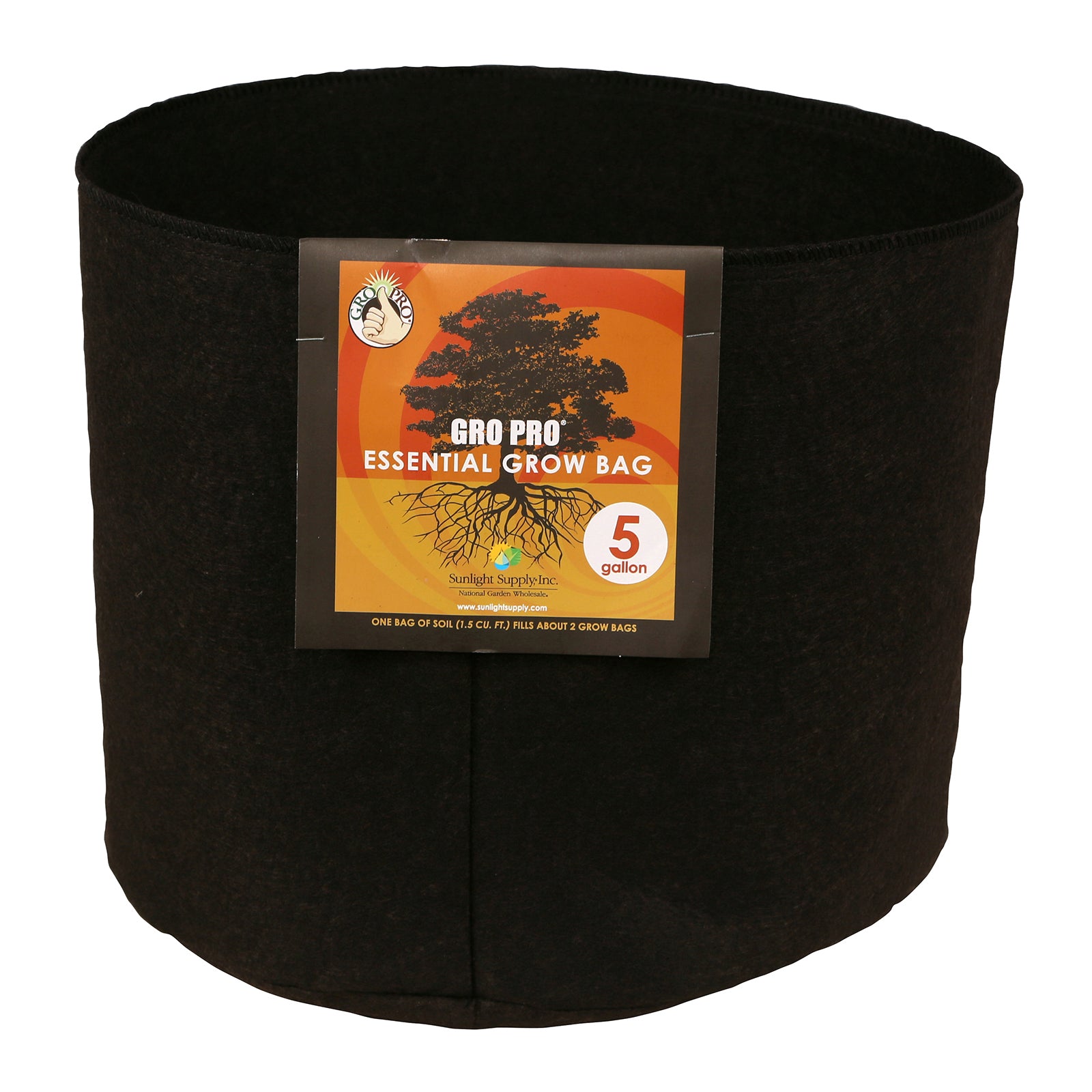 Gro Pro Essential Round Fabric Pot, Black