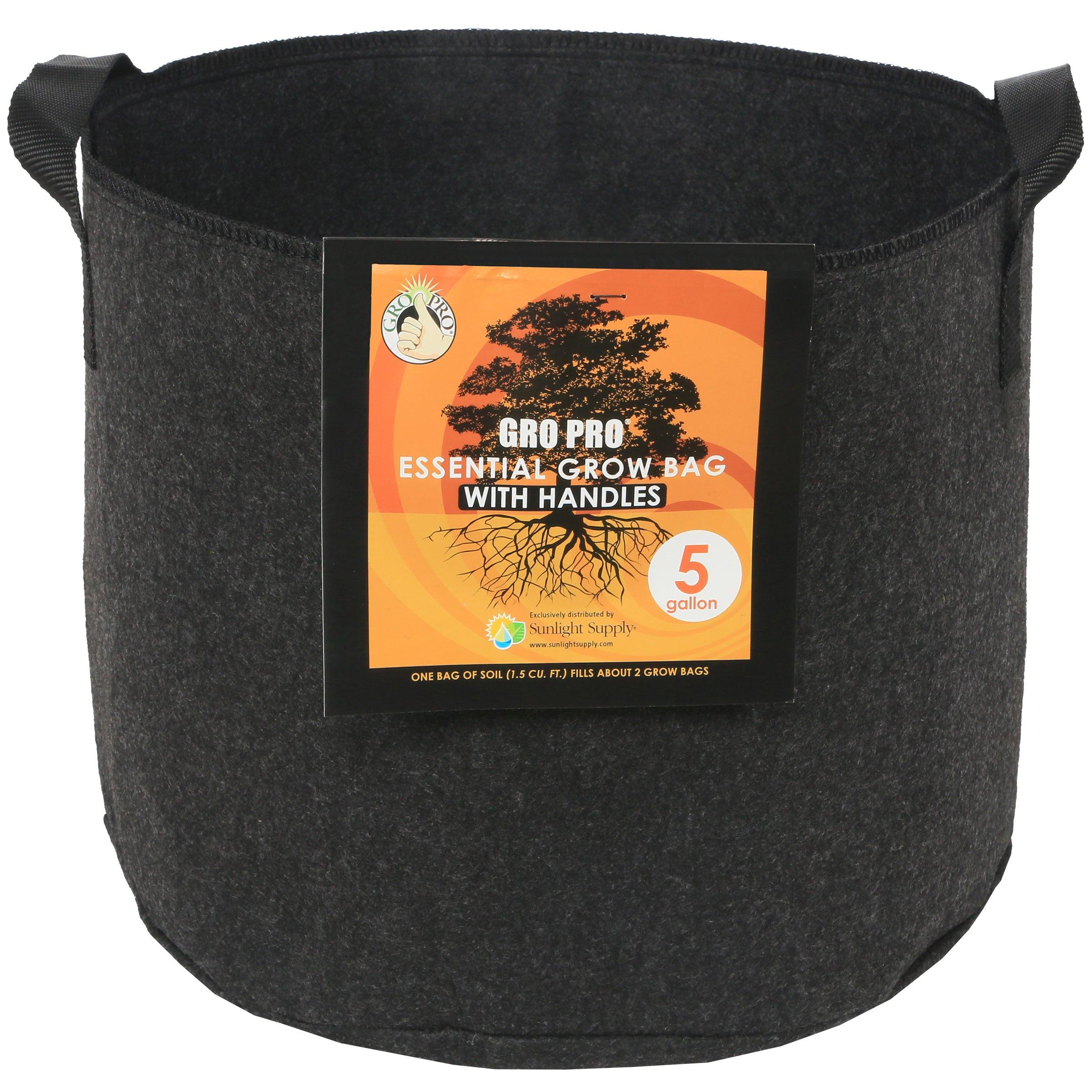 Gro Pro Essential Round Fabric Pot with Handles, Black