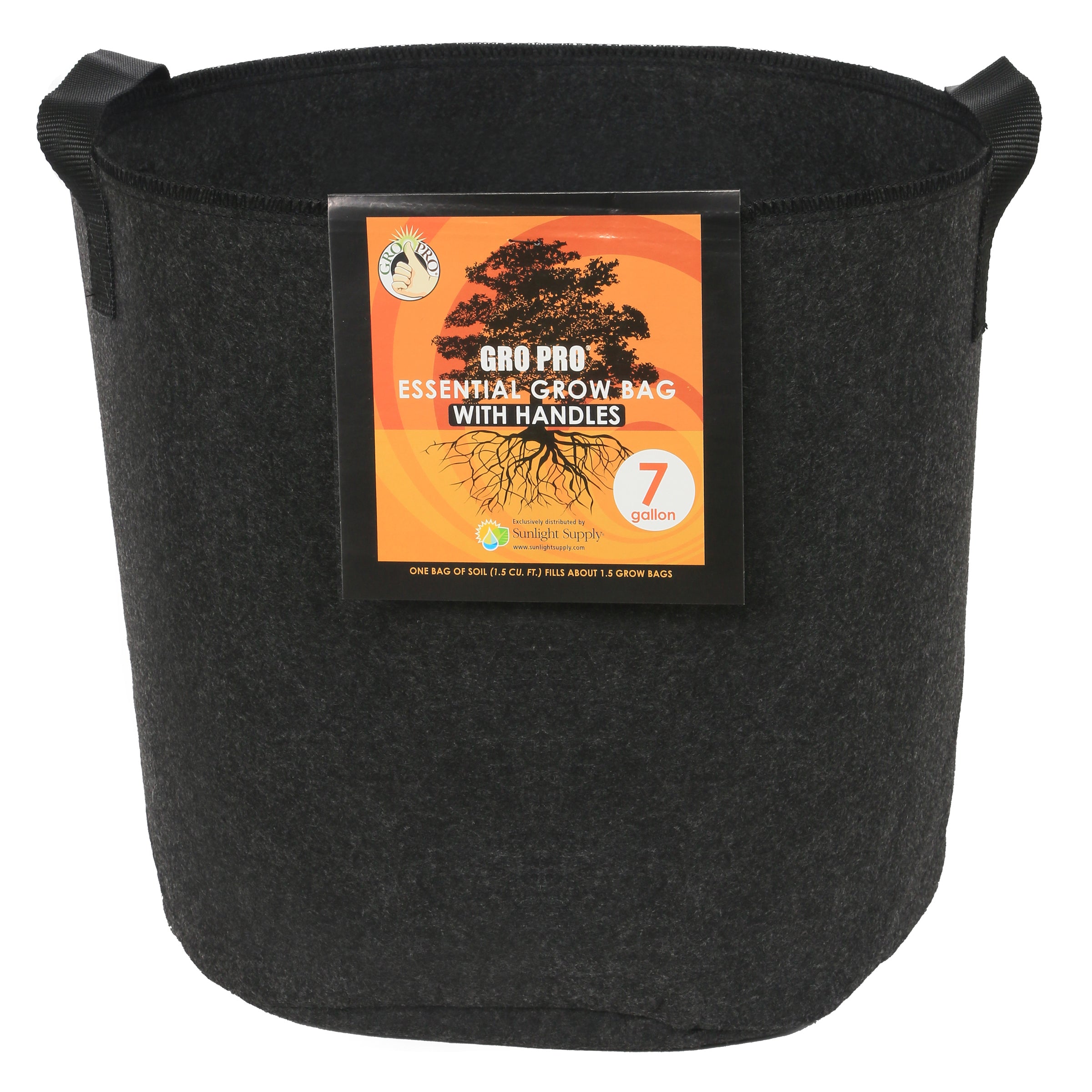 Gro Pro Essential Round Fabric Pot with Handles, Black