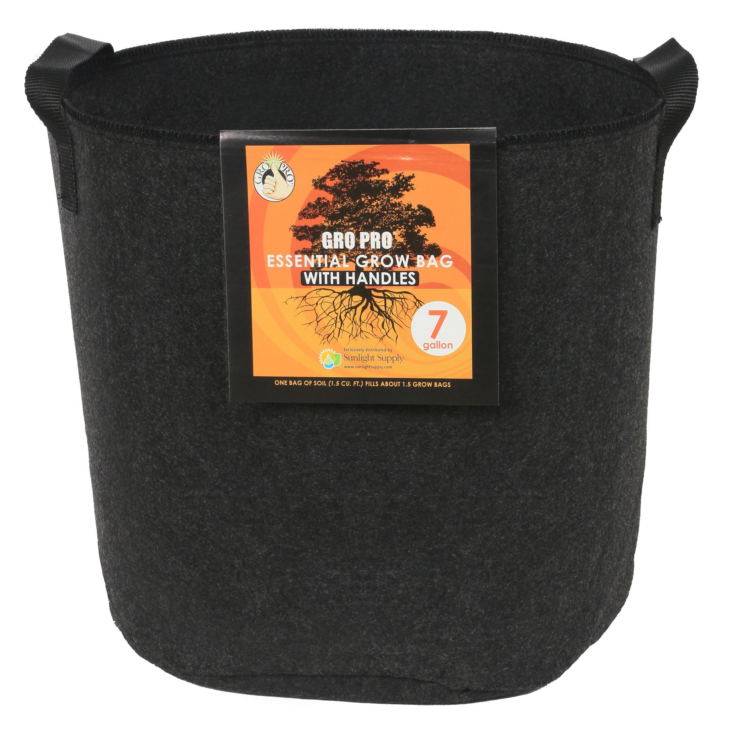 Gro Pro Essential Round Fabric Pot with Handles, Black