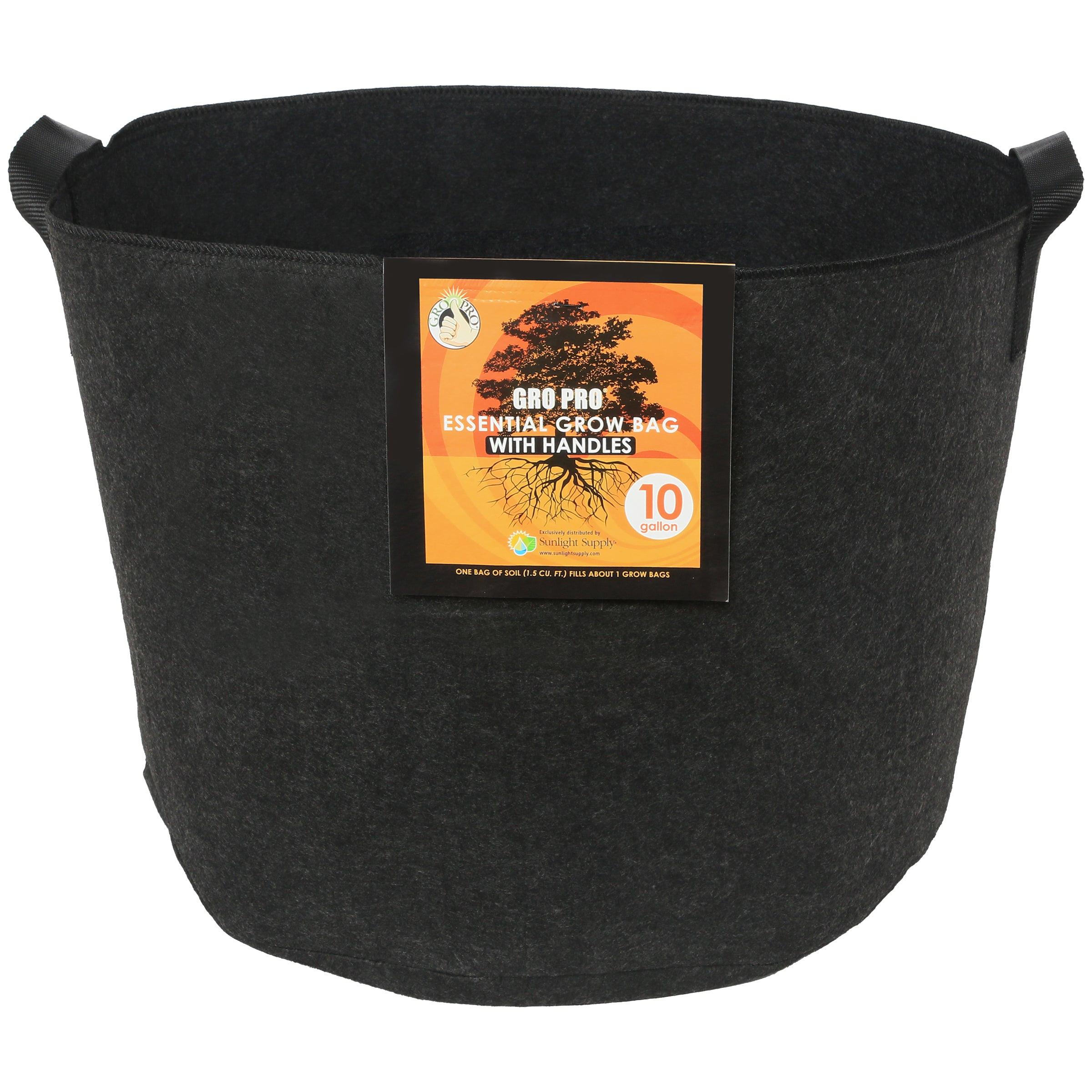 Gro Pro Essential Round Fabric Pot with Handles, Black