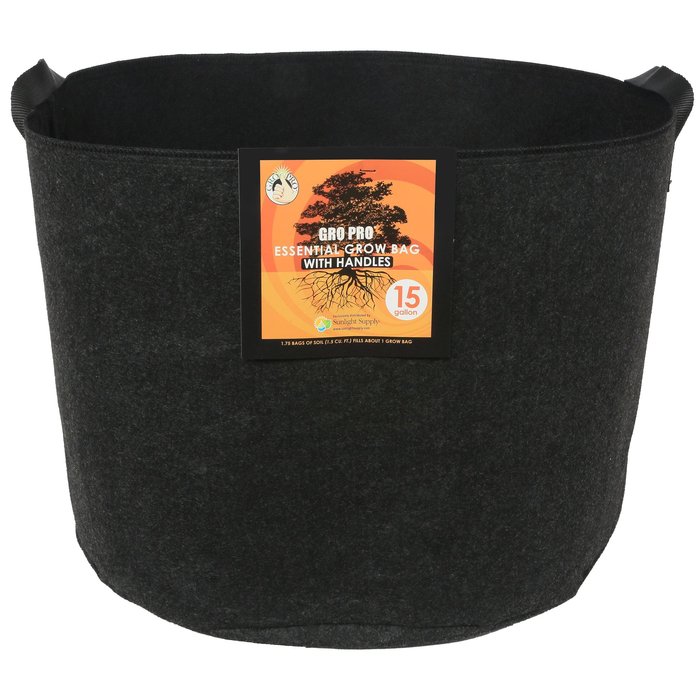 Gro Pro Essential Round Fabric Pot with Handles, Black