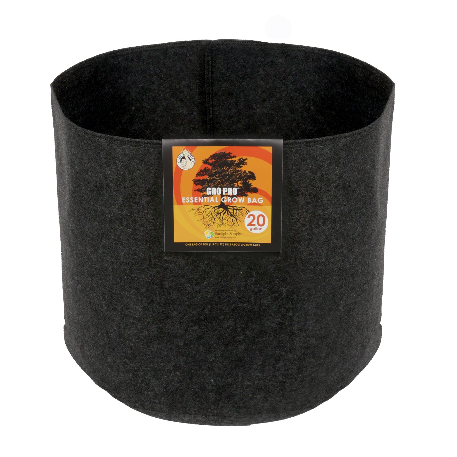 Gro Pro Essential Round Fabric Pot, Black