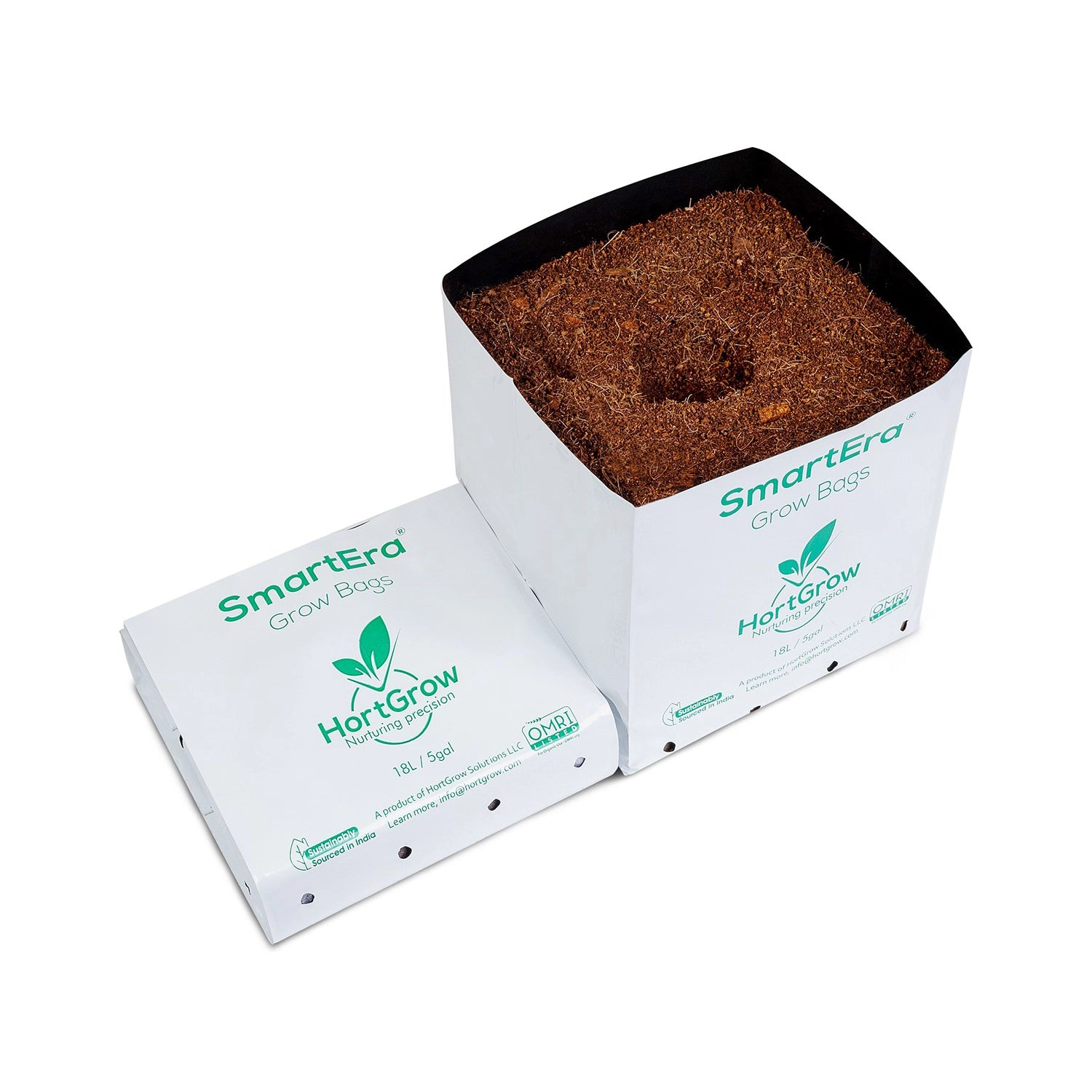 HortGrow SmartEra Grow Bag, Plastic, 18 Liter, 11" x 11" x 11", Pack of 12