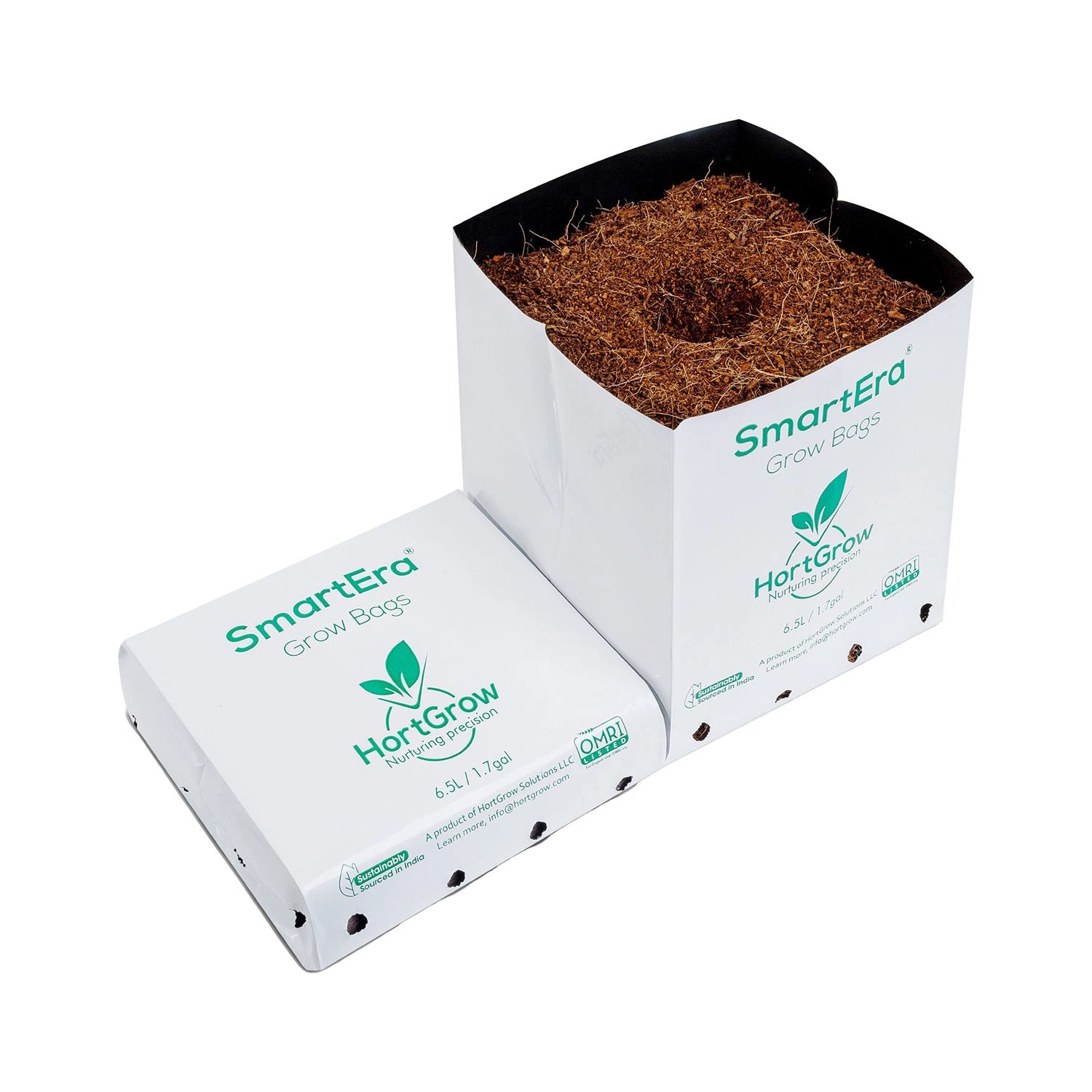 HortGrow SmartEra Grow Bag, Plastic, 6.5 Liter, 7" x 7" x 8", Pack of 30