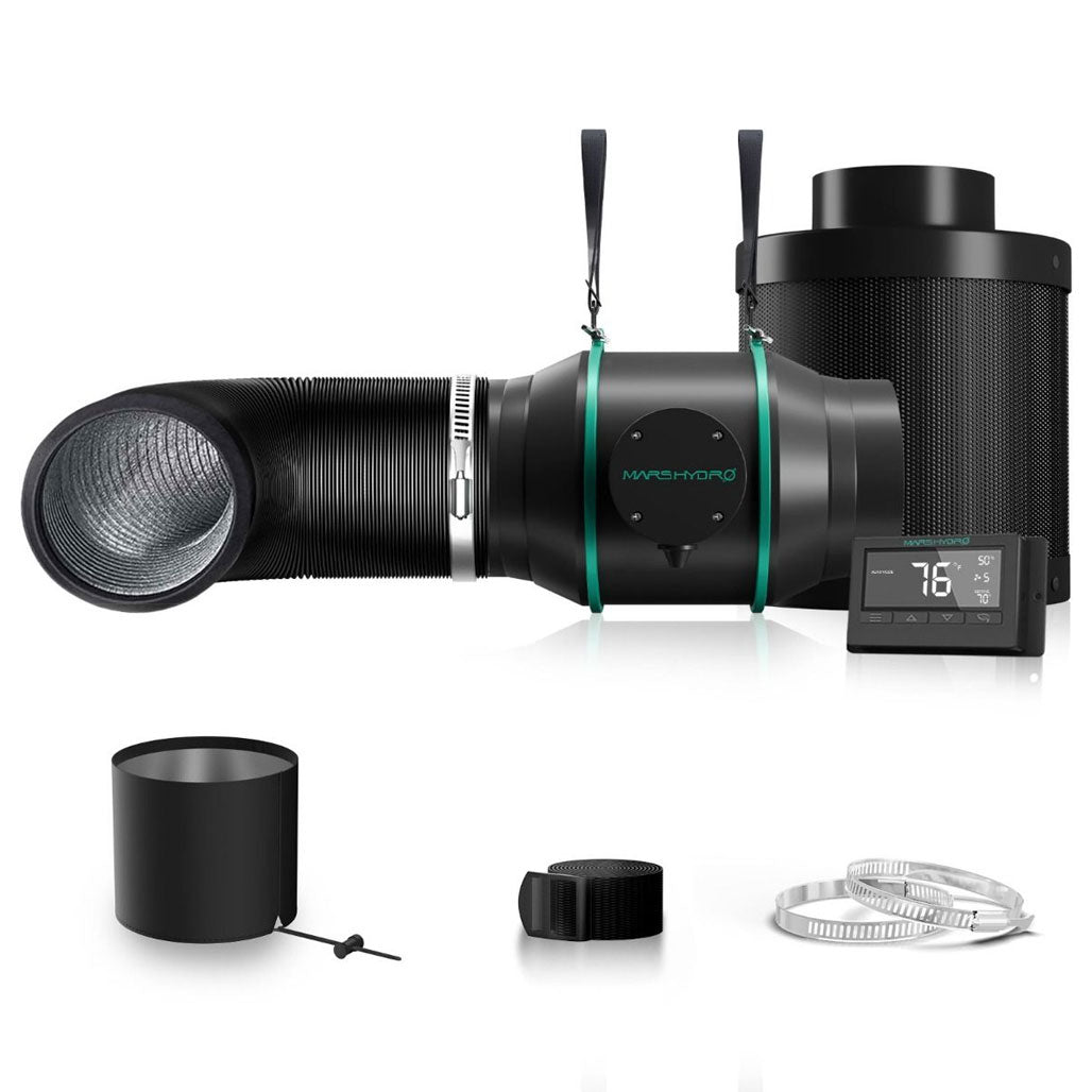 Mars Hydro Inline Fan And Carbon Filter Combo With Thermostat Controller, 6 Inch