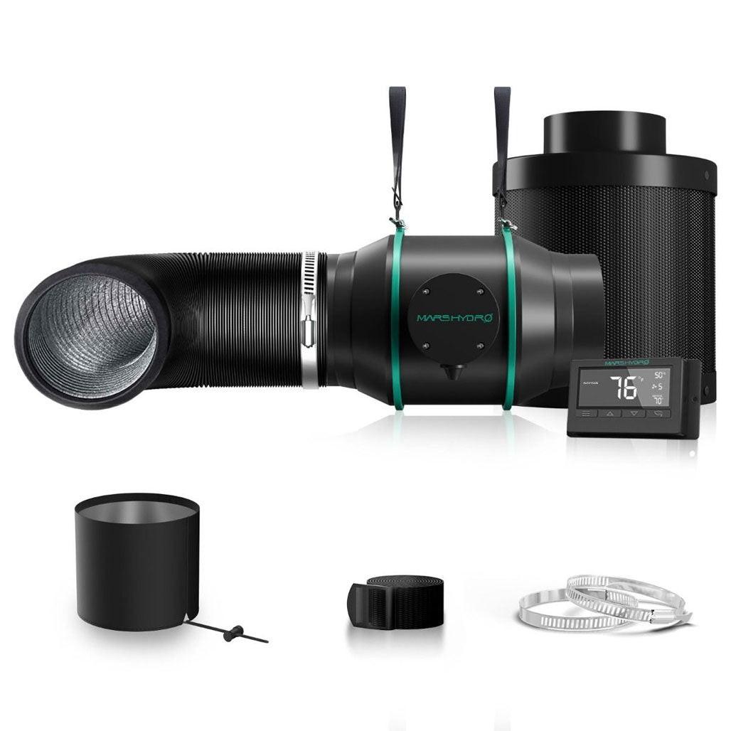 Mars Hydro Inline Fan And Carbon Filter Combo With Thermostat Controller, 6 Inch
