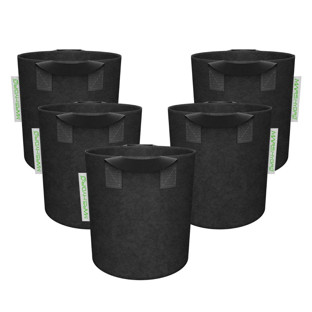 Mars Hydro Fabric Pot with Handle, 5 Gallon - Black, Pack of 5