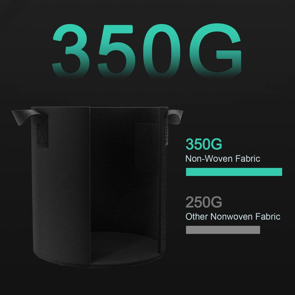 Mars Hydro Fabric Pot with Handle, 5 Gallon - Black, Pack of 5