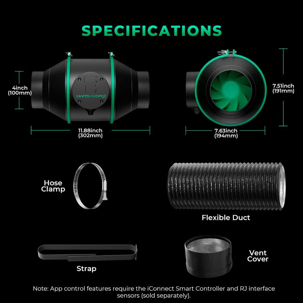 Mars Hydro iFresh Inline Duct Fan Complete Kit
