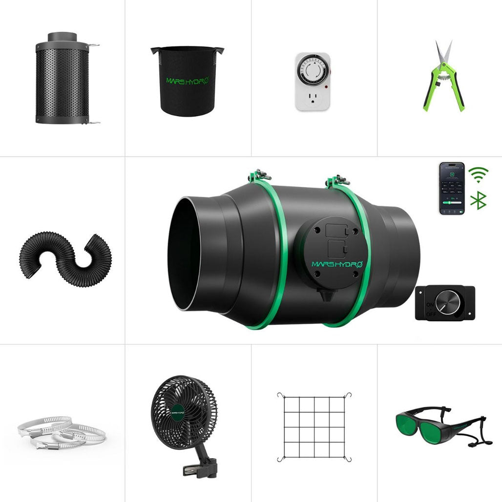Mars Hydro iFresh Inline Duct Fan Complete Kit, 6 Inch