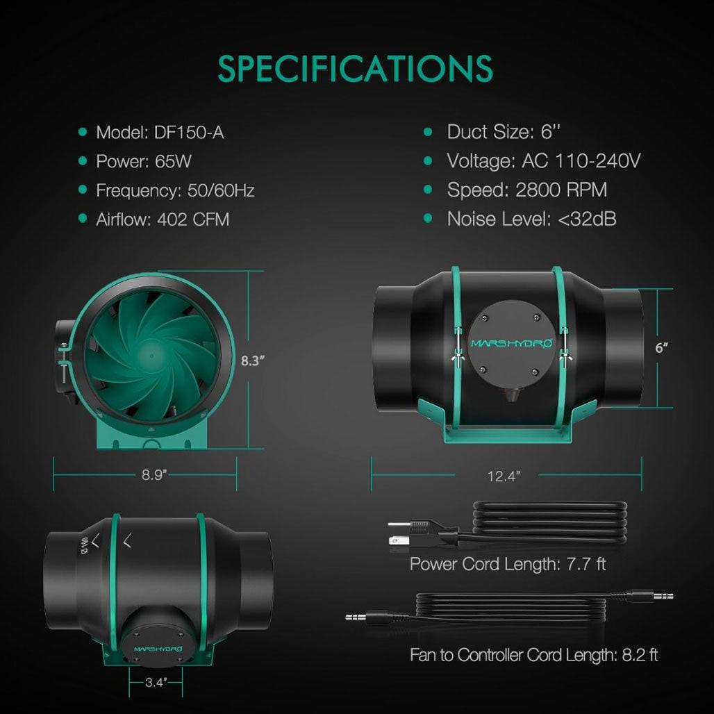 Mars Hydro Inline Fan With Thermostat Controller