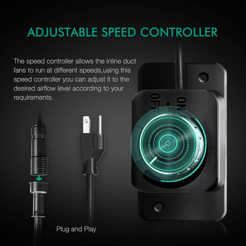 Mars Hydro 6 Inch Inline Fan With Speed Controller, 402 CFM