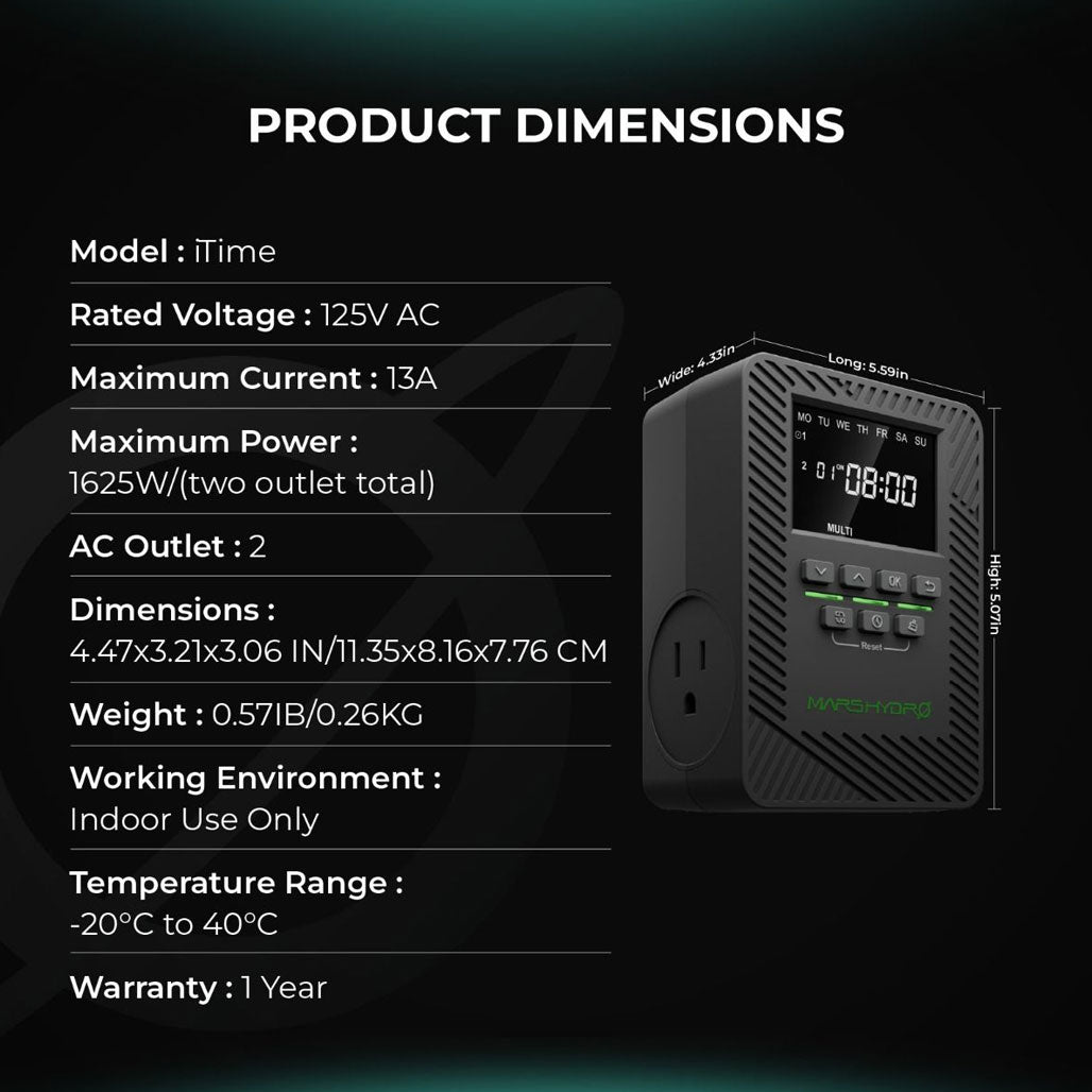 Mars Hydro iTime 2-in-1 Smart Dual Outlet Timer