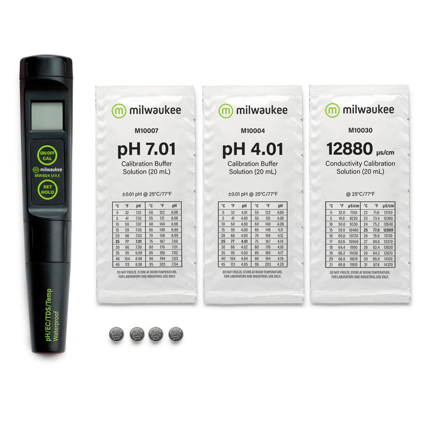 Milwaukee MW804 MAX Waterproof 4-in-1 pH/EC/TDS/Temp Tester with Replaceable Probe