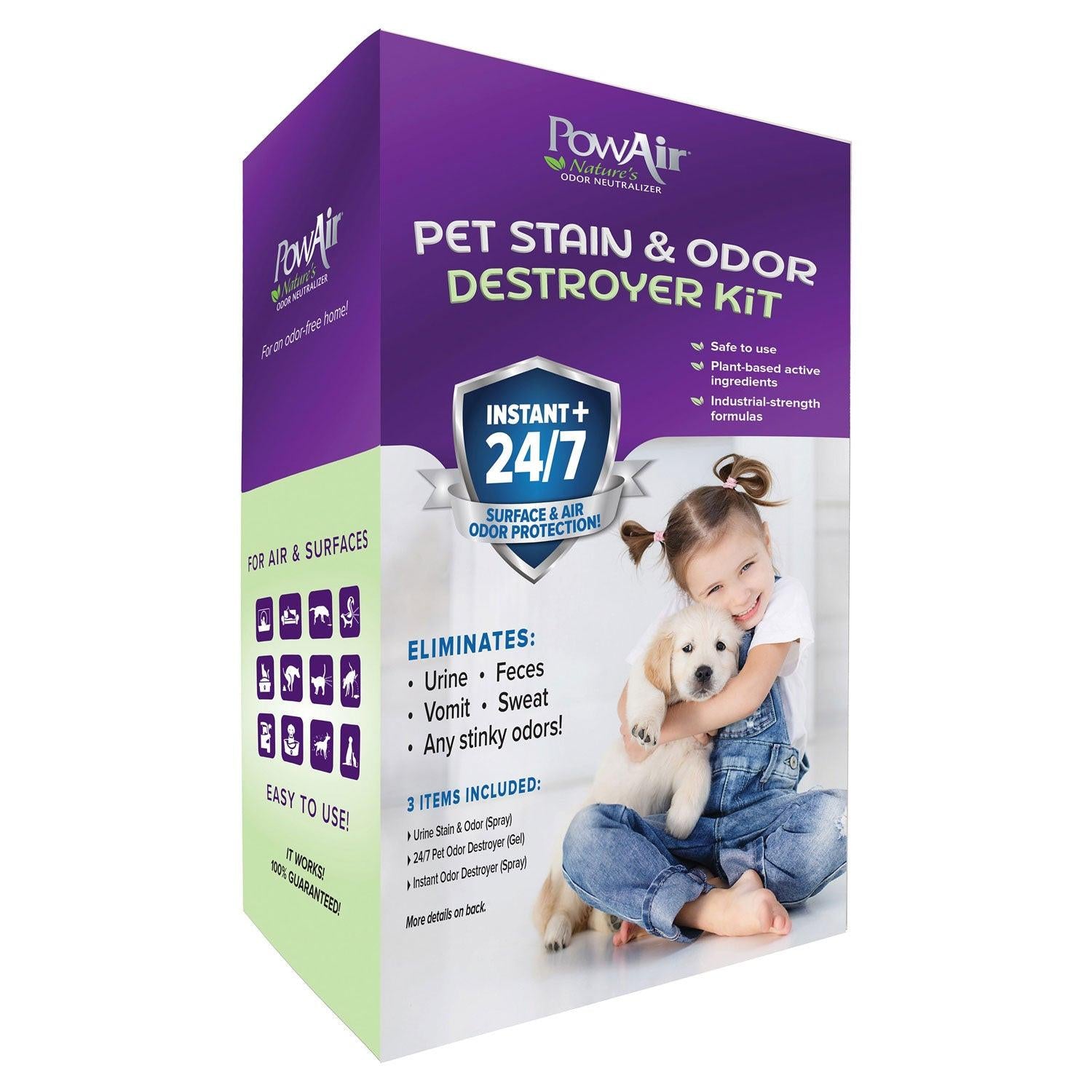 PowAir Pet Stain & Odor Destroyer Kit - Case of 4.