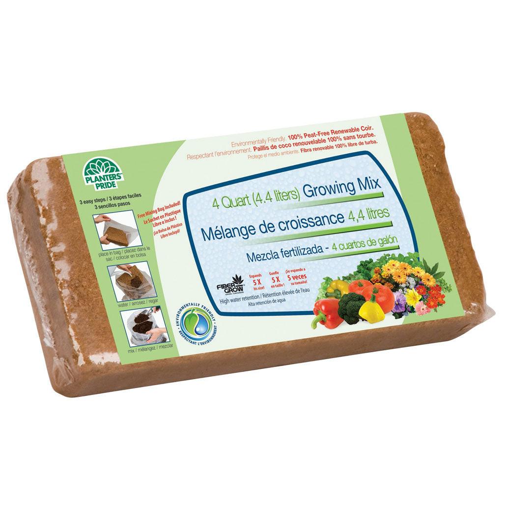 PlantBest Compressed Coconut Coir Growing Mix, 4 Quart.
