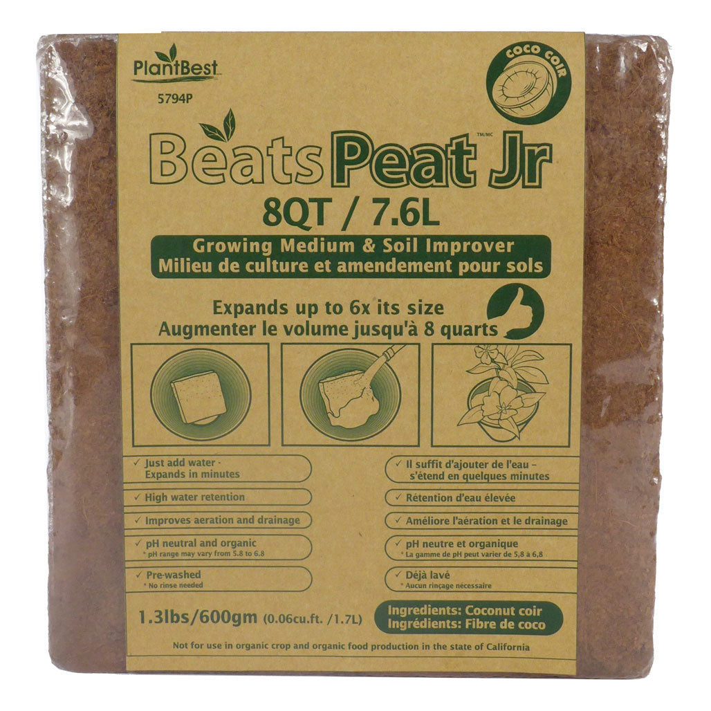 PlantBest Compressed Coconut Coir Growing Mix, 8 Quart - Case of 12