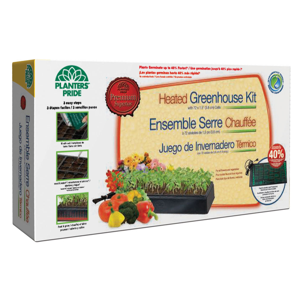 PlantBest 72 Cell Heated Seed Starting Greenhouse Kit - Pack of 6
