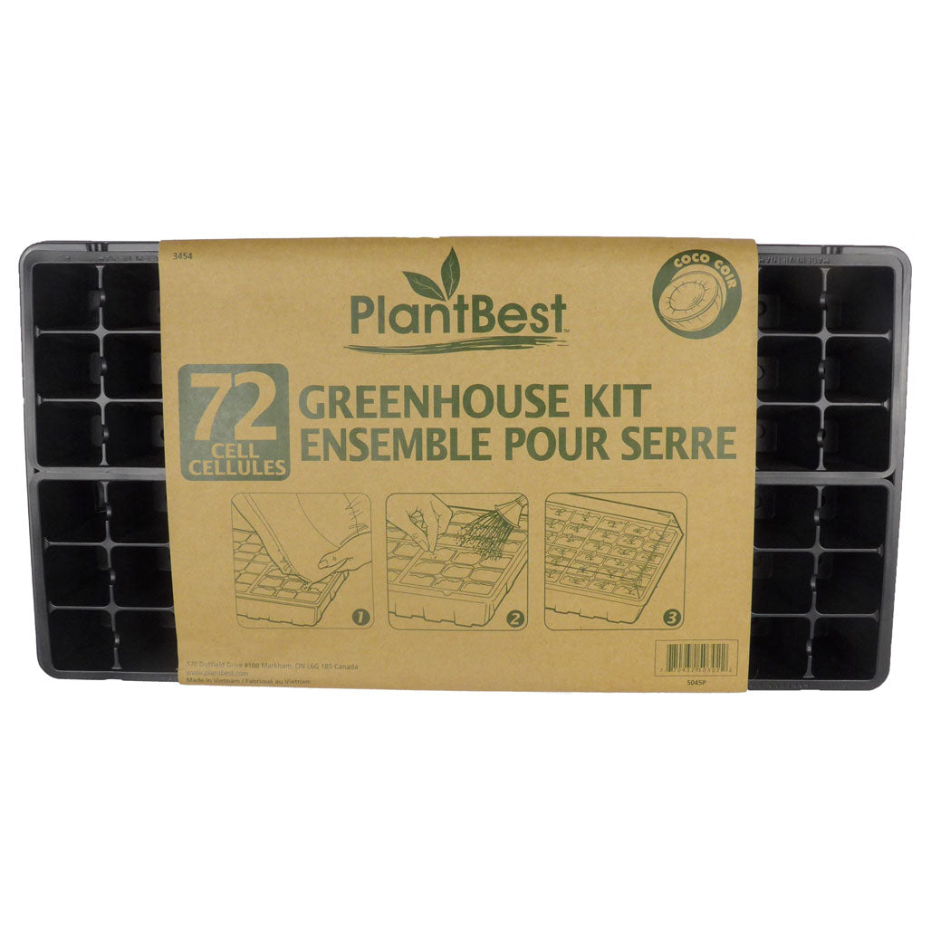 PlantBest 72 Cell Greenhouse Seed Starter Kit with Tray and Humidity Dome, Case of 7