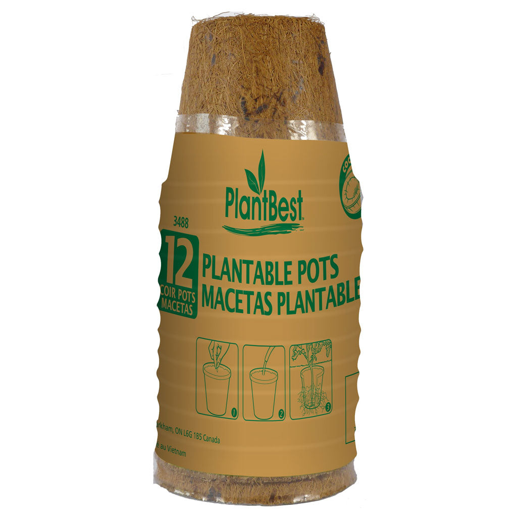 PlantBest 2.5 Inch Round Biodegradable Coconut Coir Pots, Pack of 12 - Case of 24