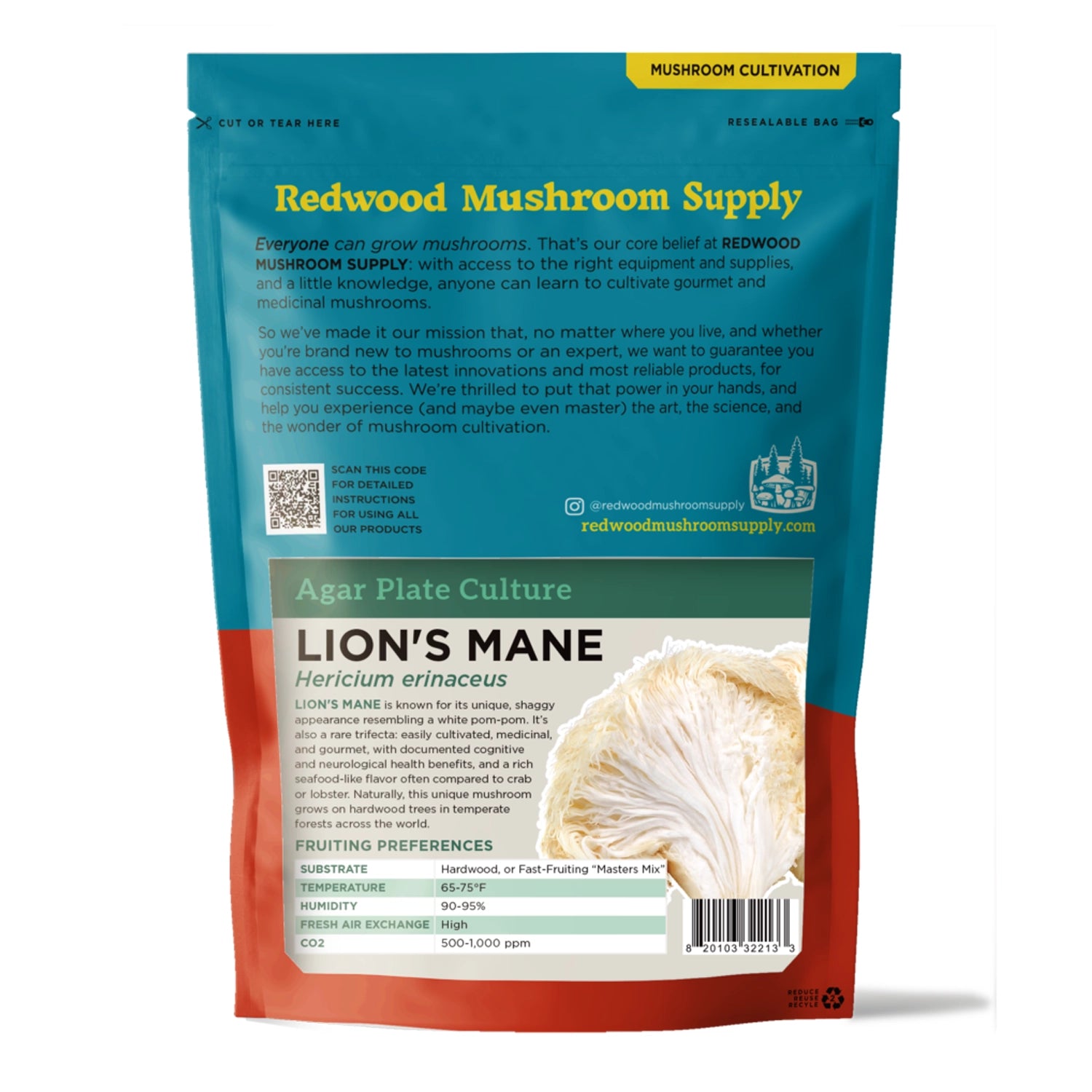 Redwood Mushroom Supply Lion's Mane Mushroom Plate Culture