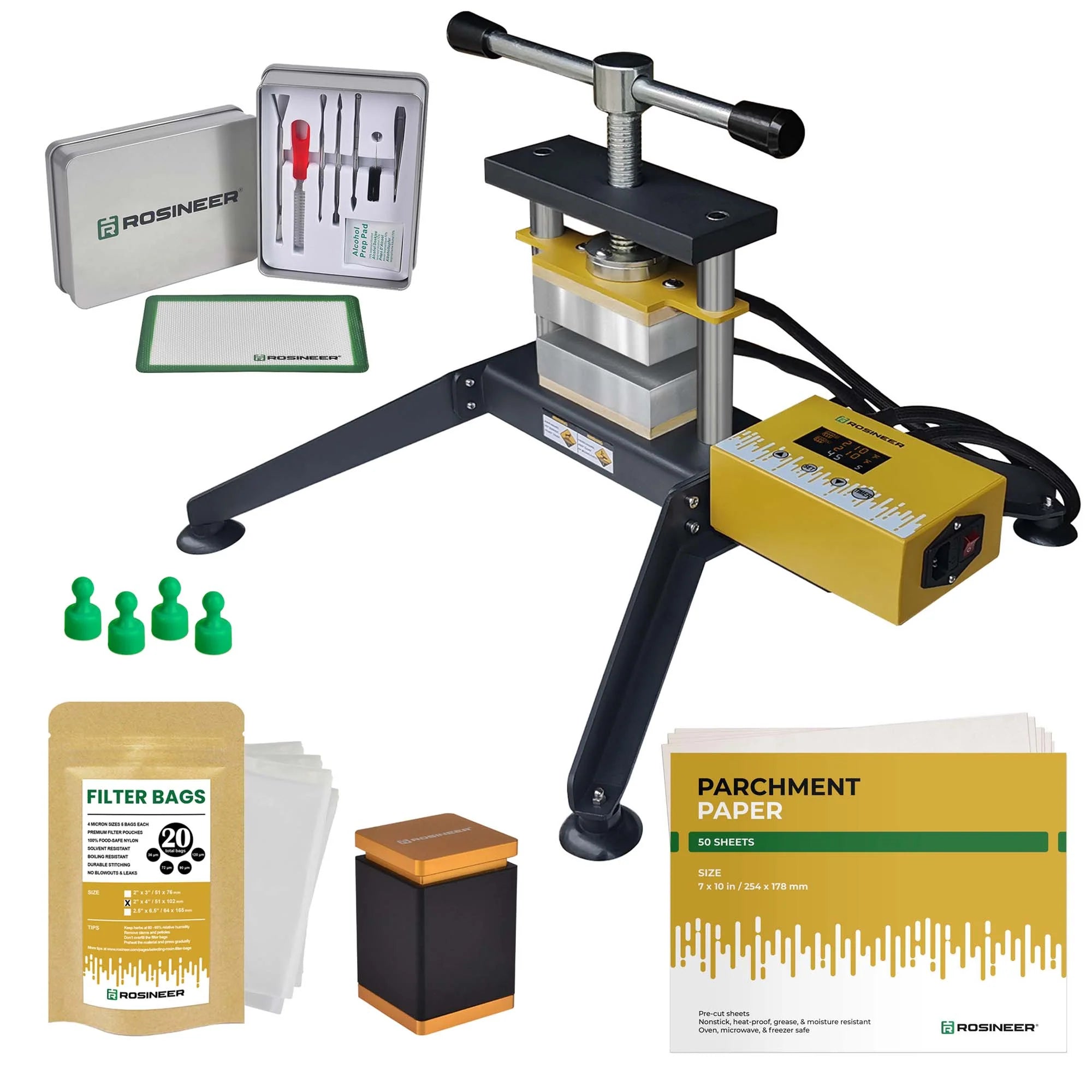 Rosineer GRIP Twist 2.5 Ton Manual Rosin Press Bundle
