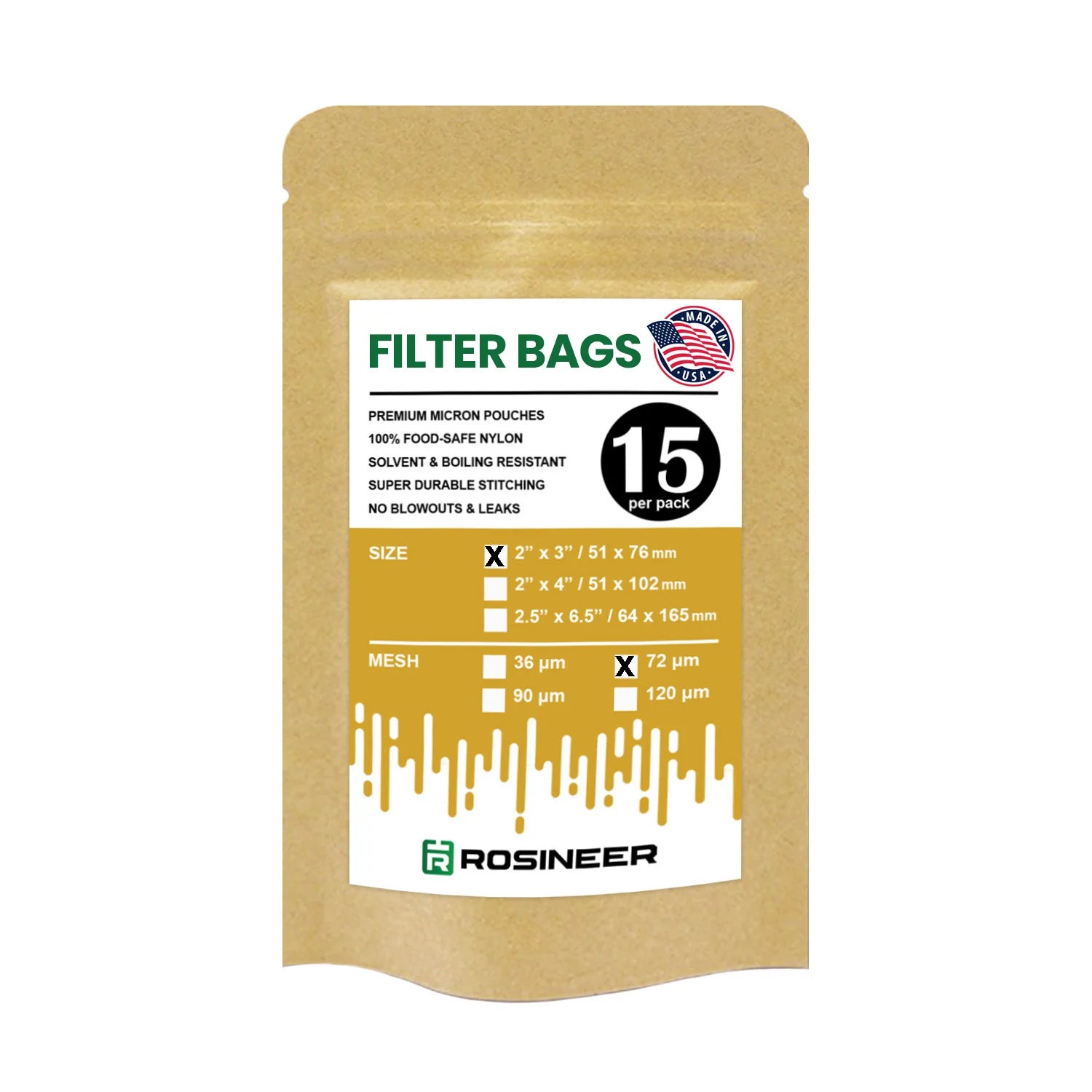 Rosineer Premium Filter Bags, 2" x 3"