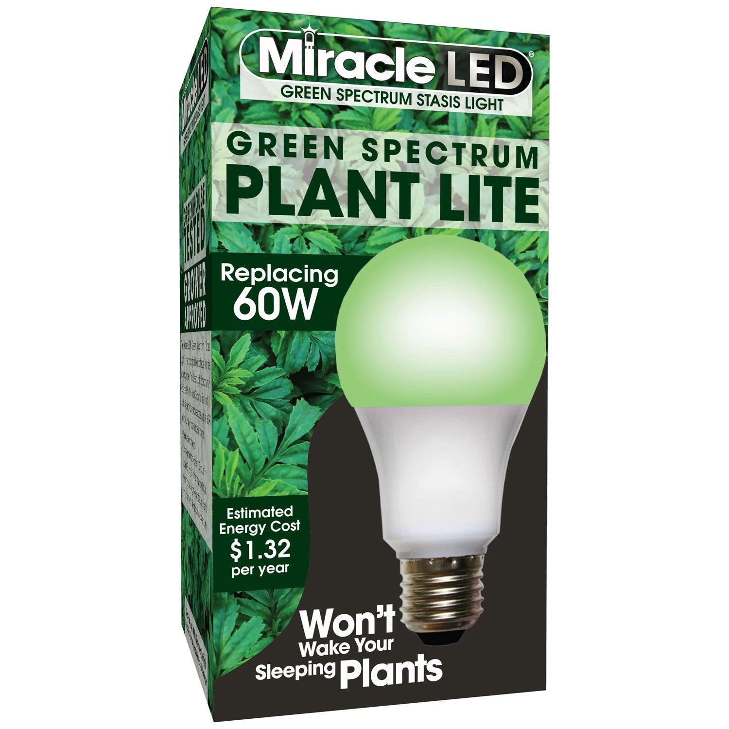 MiracleLED 11 Watt (60 Watt Equivalent) Wide Angle Green Spectrum Stasis LED Grow Room Bulb.