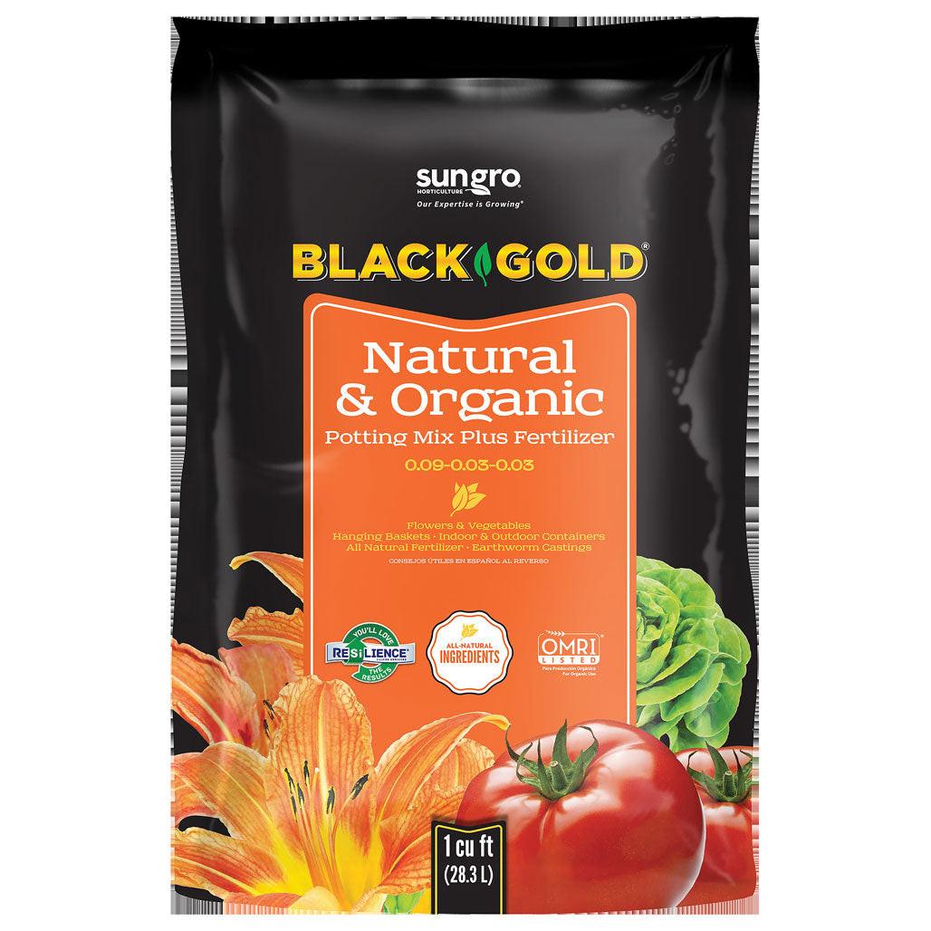 SunGro Horticulture Black Gold Potting Soil Plus Fertilizer 0.09-0.03-0.03, 1 cu ft..