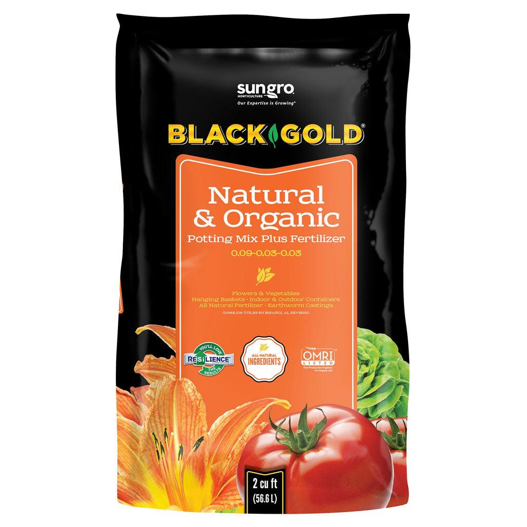 SunGro Horticulture Black Gold Potting Soil Plus Fertilizer 0.09-0.03-0.03, 2 cu ft..