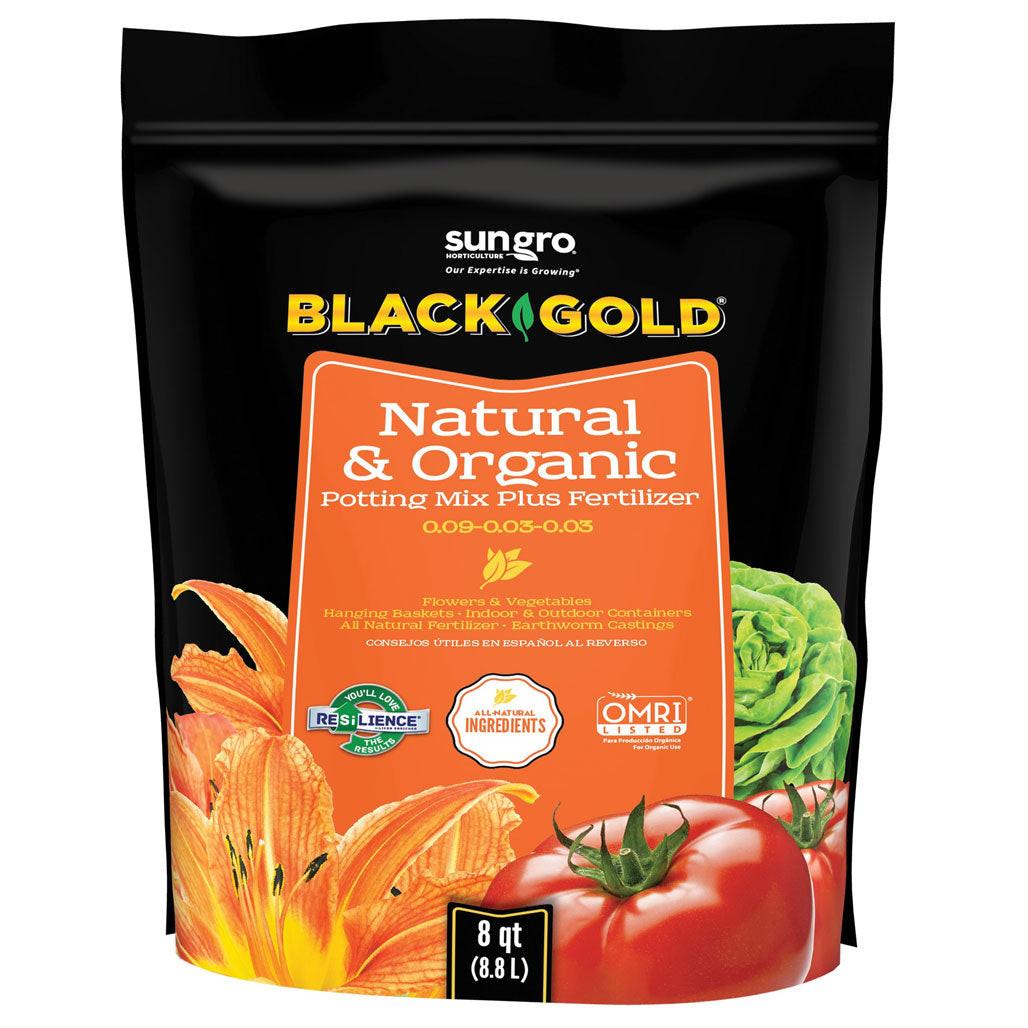 SunGro Black Gold Potting Soil Plus Fertilizer, 8 Quart Case