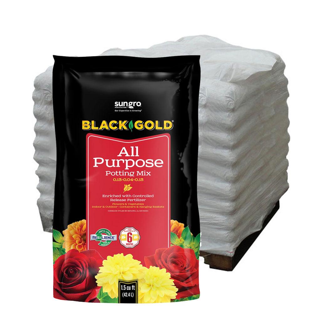 SunGro Horticulture Black Gold All Purpose Potting Mix with RESiLIENCE, 1.5 cu ft. - Pallet of 50 Bags.